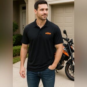 KTM Powerwear Men’s Black Performance Polo Shirt Moto Racing Gear Size XL